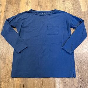 Eileen Fisher Organic Cotton Deep Blue Long Sleeve Tee XXS